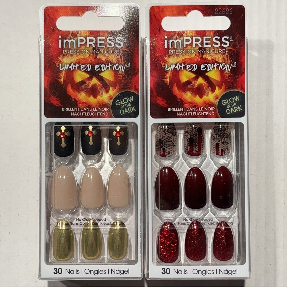 Lot of 4 imPRESS KISS Limited Edition Halloween Press On Nails Glow in dark - Picture 3 of 4